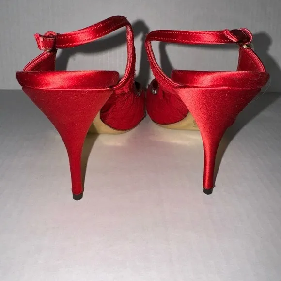 Valentino Garavani Red Slingback Peeptoe Heels Size 37 EU Size 7 US