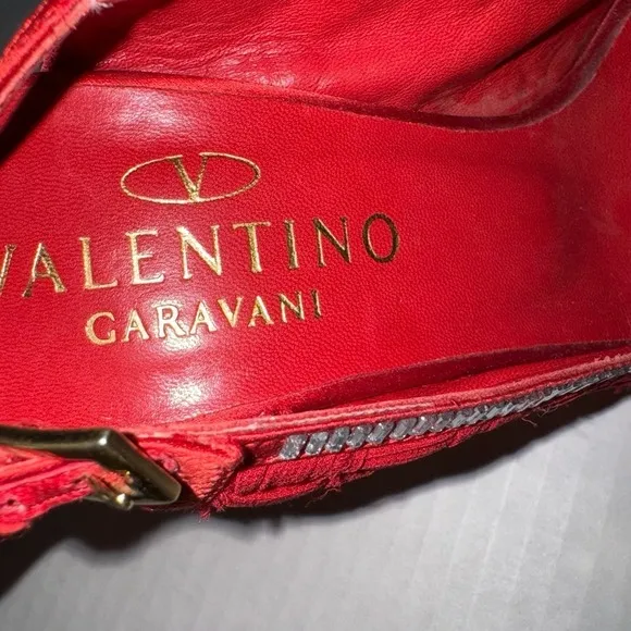 Valentino Garavani Red Slingback Peeptoe Heels Size 37 EU Size 7 US