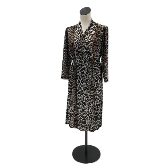 Vanity Fair Animal Print Matching Robe and Slip Skirt Set 70s 80s