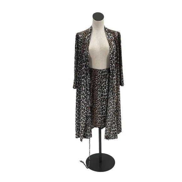 Vanity Fair Animal Print Matching Robe and Slip Skirt Set 70s 80s