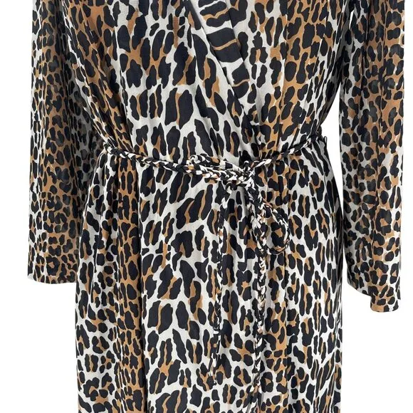 Vanity Fair Animal Print Matching Robe and Slip Skirt Set 70s 80s