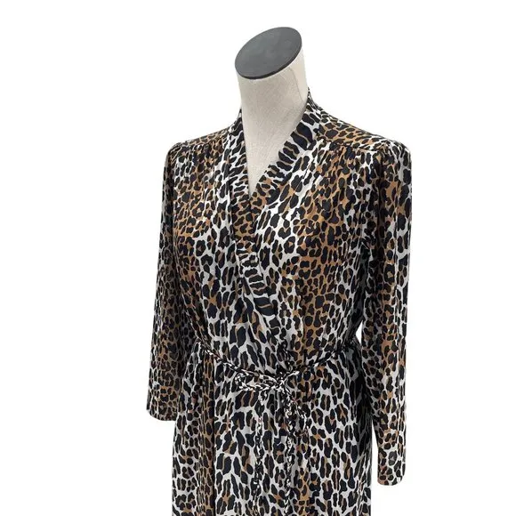 Vanity Fair Animal Print Matching Robe and Slip Skirt Set 70s 80s