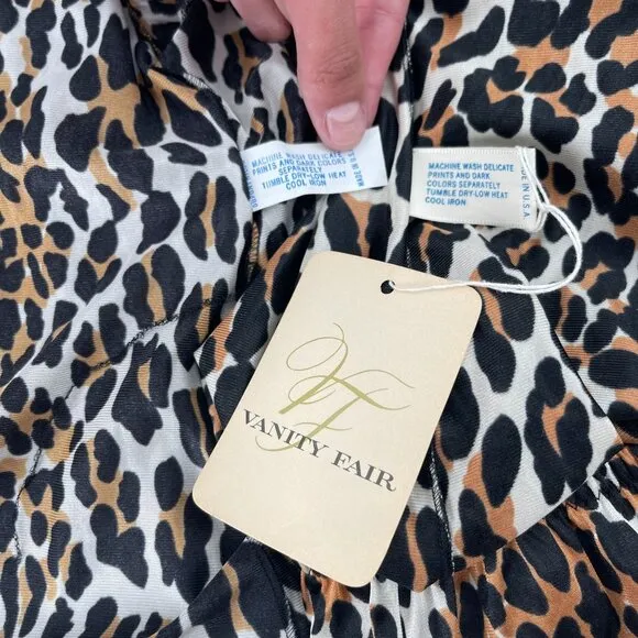 Vanity Fair Animal Print Matching Robe and Slip Skirt Set 70s 80s