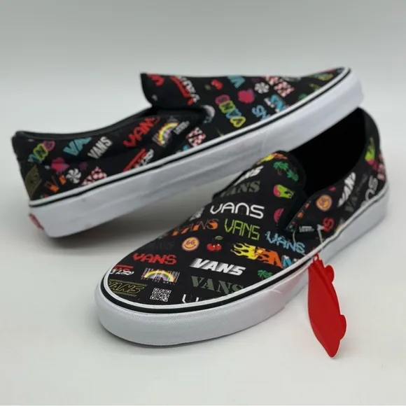 Vans Black Sneakers with Vibrant Pattern