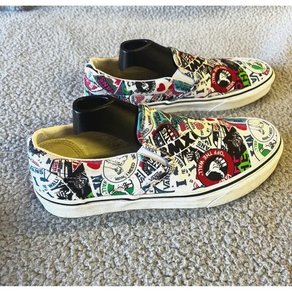 Vans Classic Slip On Mash-up Stickers Skate Sneakers Unisex Mens 9  Womens 10.5