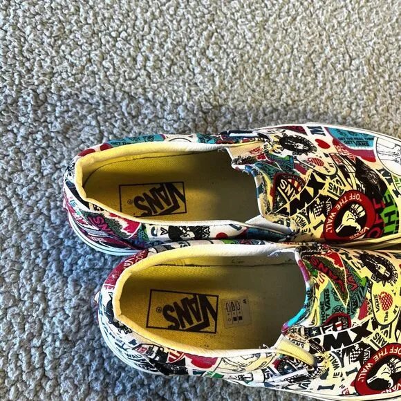 Vans Classic Slip On Mash-up Stickers Skate Sneakers Unisex Mens 9  Womens 10.5