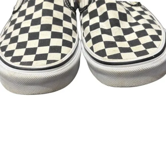 VANS Classic Slip-On Wide Checkerboard Shoe White/Black Size 9