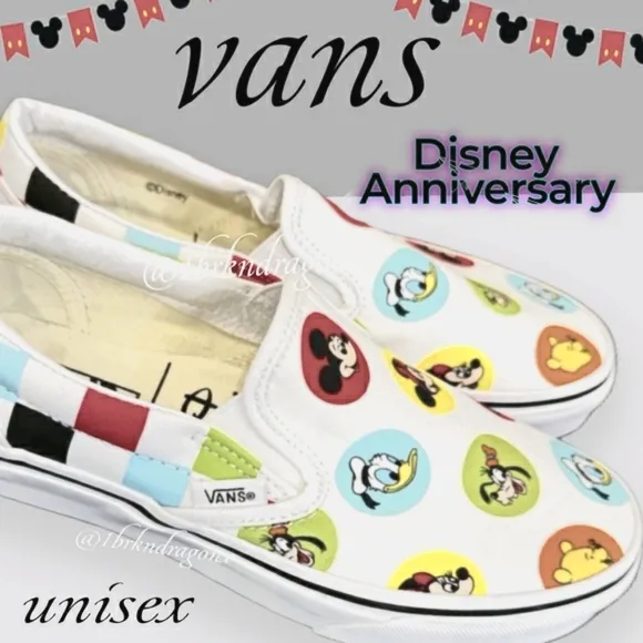 Vans Disney Anniversary Slip-ons Mickey Mouse Anniversary Limited Edition NWT