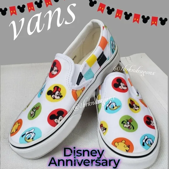 Vans Disney Anniversary Slip-ons Mickey Mouse Anniversary Limited Edition NWT