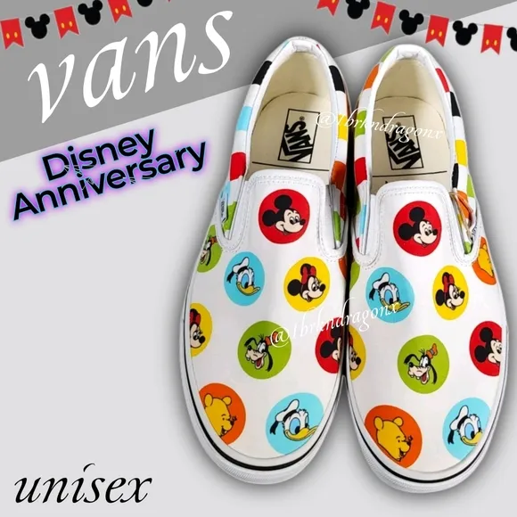 Vans Disney Anniversary Slip-ons Mickey Mouse Anniversary Limited Edition NWT