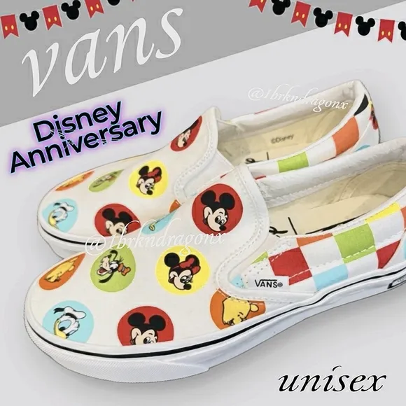Vans Disney Anniversary Slip-ons Mickey Mouse Anniversary Limited Edition NWT