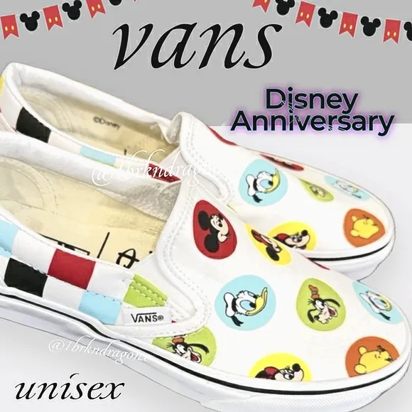 Vans Disney Anniversary Slip-ons Mickey Mouse Anniversary Limited Edition NWT