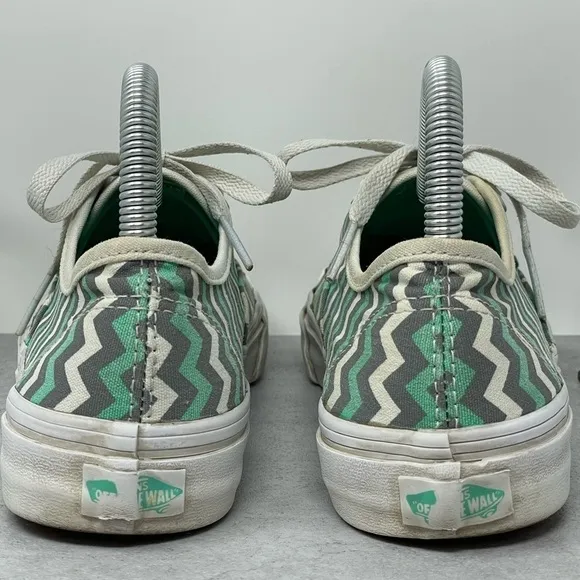 Vans Off the Wall Chevron Green &amp; Grey Shoes Men 7/Women 8.5 Sneakers