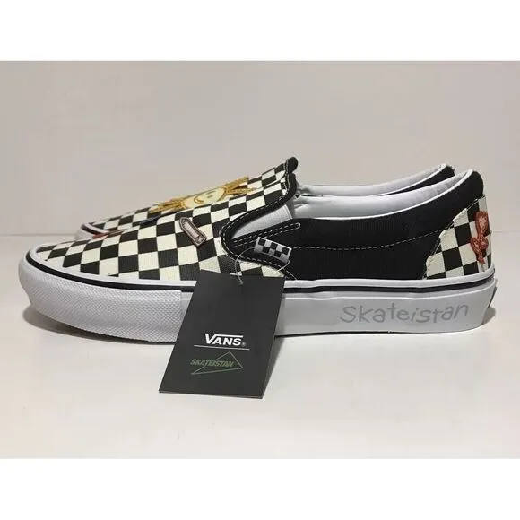 Vans Slip-on Skateistan Checkerboard Sz 8.5‎ Men's Sneakers NWOB