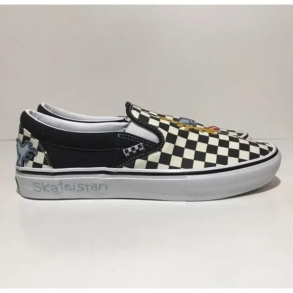 Vans Slip-on Skateistan Checkerboard Sz 8.5‎ Men's Sneakers NWOB