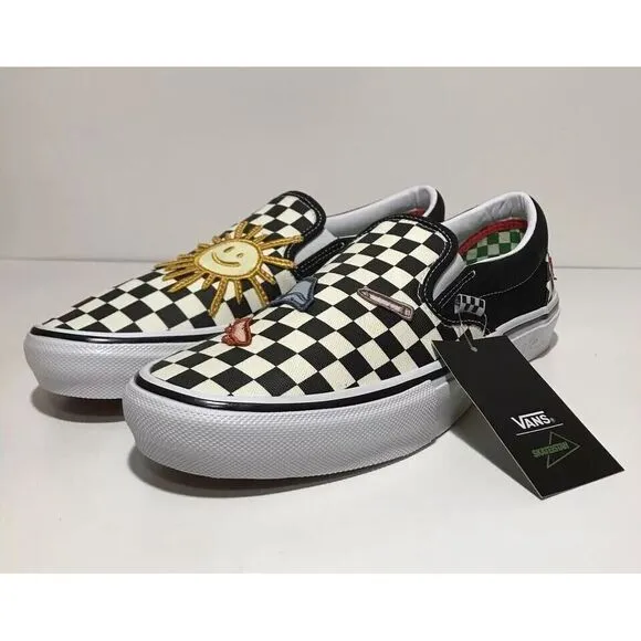 Vans Slip-on Skateistan Checkerboard Sz 8.5‎ Men's Sneakers NWOB