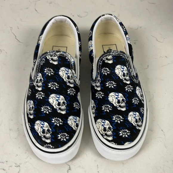 Vans Slip-Ons Flash Skulls Unisex Men’s 3.5 - Women’s 5 worn 4-5 times