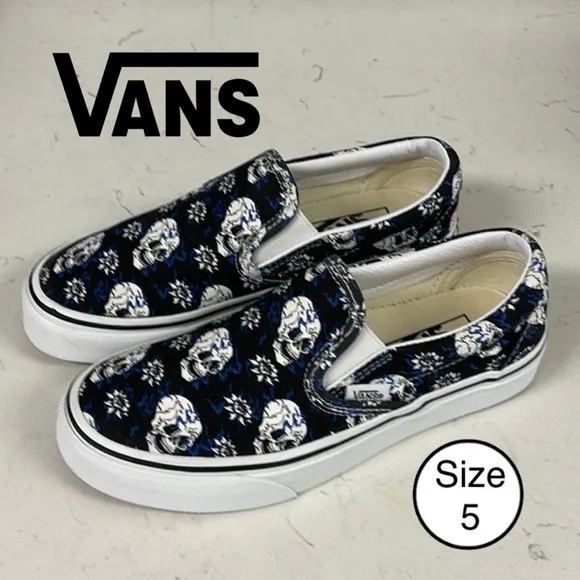 Vans Slip-Ons Flash Skulls Unisex Men’s 3.5 - Women’s 5 worn 4-5 times