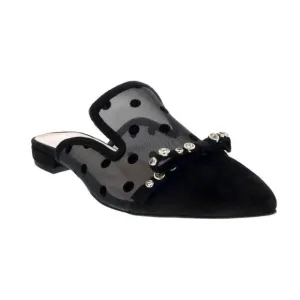 Ventutto Black Mesh Ballerina Flat Mule
