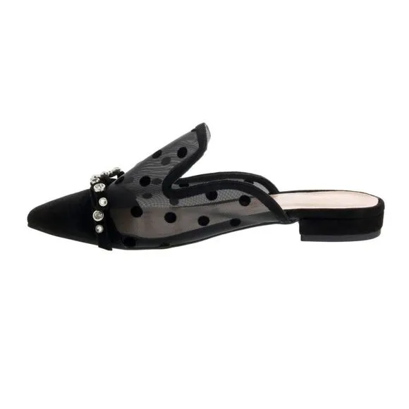 Ventutto Black Mesh Ballerina Flat Mule