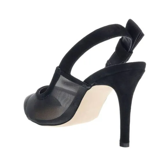 Ventutto Black Mesh Slingback Heels