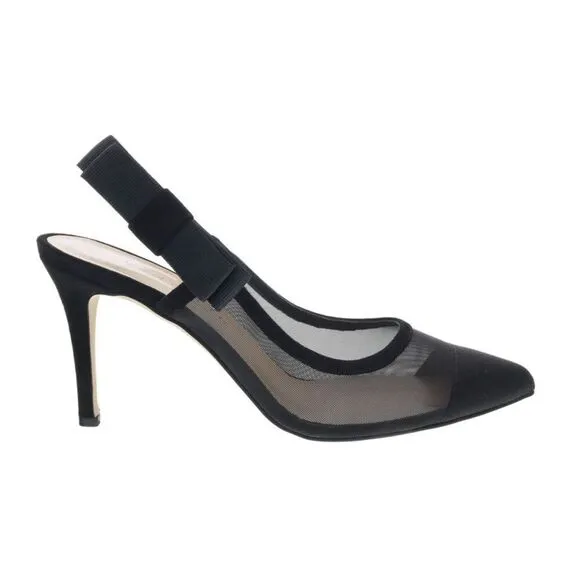 Ventutto Black Mesh Slingback Heels
