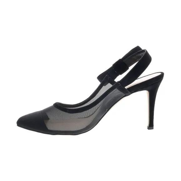 Ventutto Black Mesh Slingback Heels