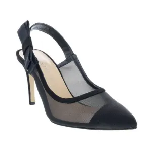 Ventutto Black Mesh Slingback Heels