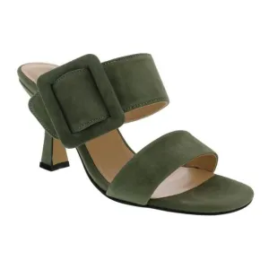 Ventutto Forest Green Wide Buckle High Heel Slide