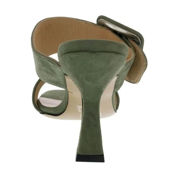 Ventutto Forest Green Wide Buckle High Heel Slide