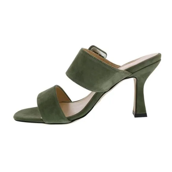 Ventutto Forest Green Wide Buckle High Heel Slide