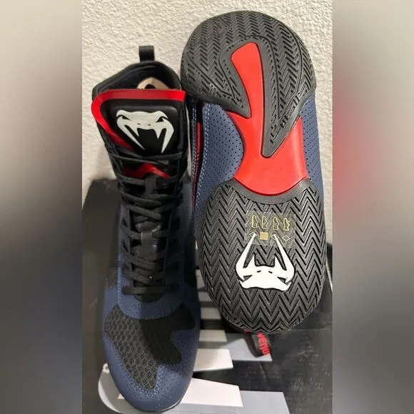Venum Elite Boxing Shoes - Black/Blue/Red - Size 11.5