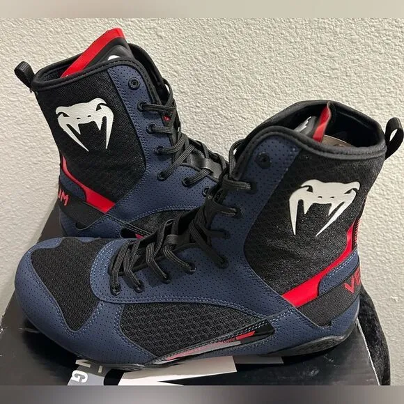 Venum Elite Boxing Shoes - Black/Blue/Red - Size 11.5
