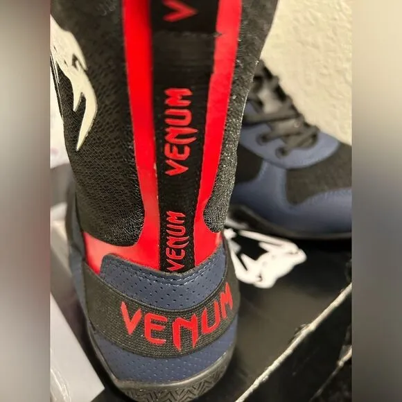 Venum Elite Boxing Shoes - Black/Blue/Red - Size 11.5
