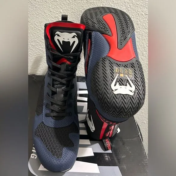 Venum Elite Boxing Shoes - Black/Blue/Red - Size 11.5