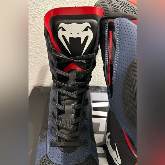 Venum Elite Boxing Shoes - Black/Blue/Red - Size 11.5