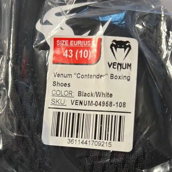 Venum High-Top Boxing Shoe Black White Size 11.5 Women’s US