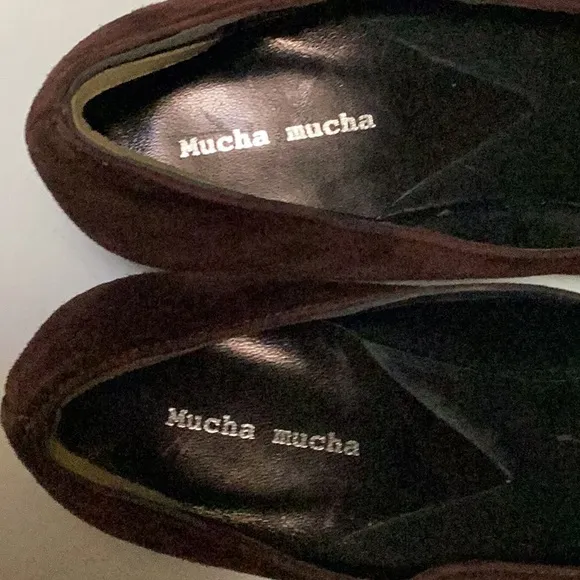 Vera Cuoio Italian Leather Brown Suede Embroidered Point Toe Kitten Heels EU 39