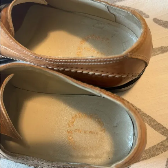 Vera Cuoio “Real Leather” Italy Alternative Tan Oxfords with Brogue Detailing