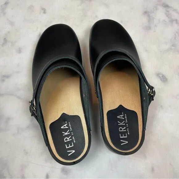 Verka Black Leather Professional Clogs
