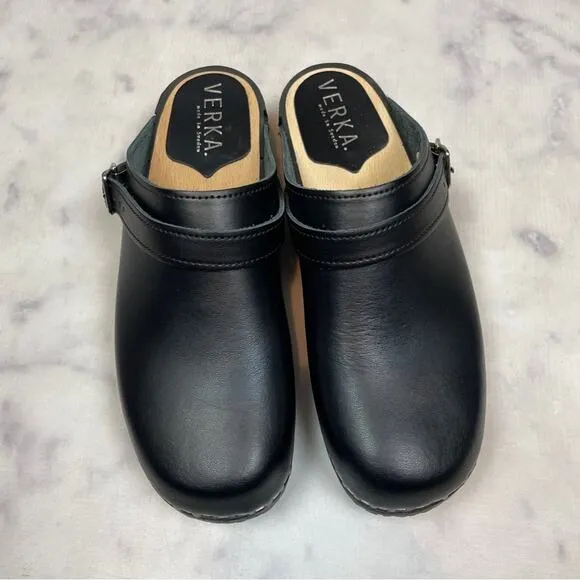 Verka Black Leather Professional Clogs