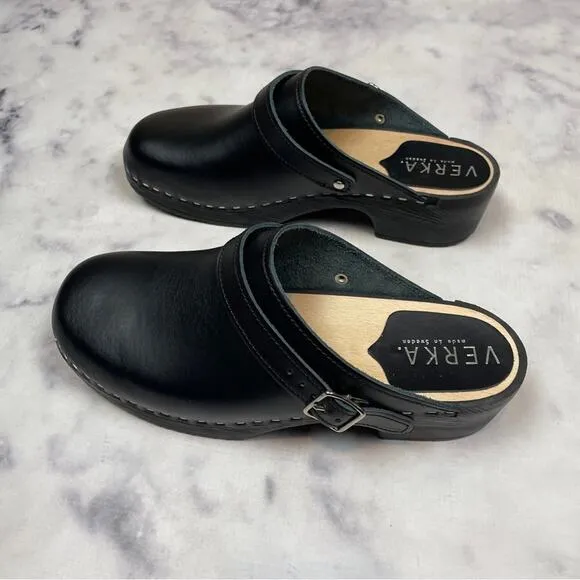 Verka Black Leather Professional Clogs