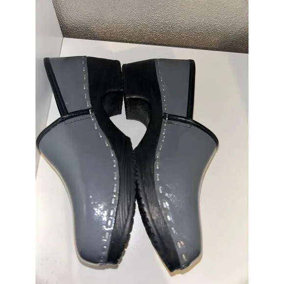 Verka Sweden Jobba Gray Patent Leather Slip On Comfort Clogs