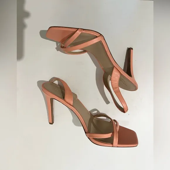 Veronica Beard Analita Leather Slingback stiletto heels Size 20.5 Apricot