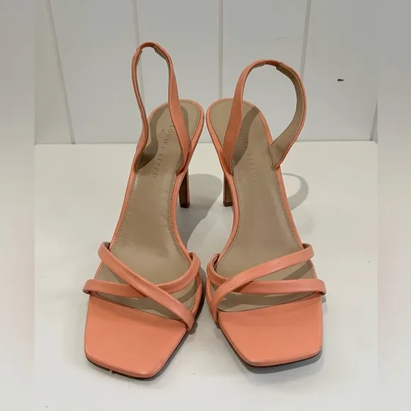 Veronica Beard Analita Leather Slingback stiletto heels Size 20.5 Apricot