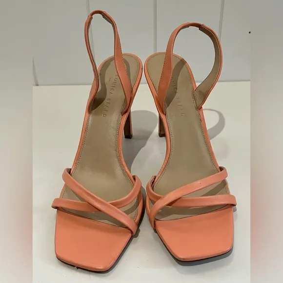 Veronica Beard Analita Leather Slingback stiletto heels Size 20.5 Apricot