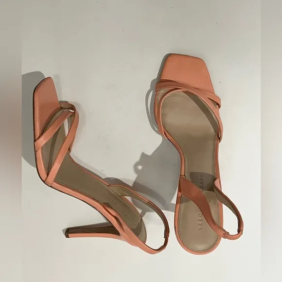 Veronica Beard Analita Leather Slingback stiletto heels Size 20.5 Apricot