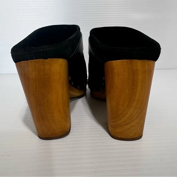 Veronica Beard Dacey Black Suede Leather Mule Clogs Size 7