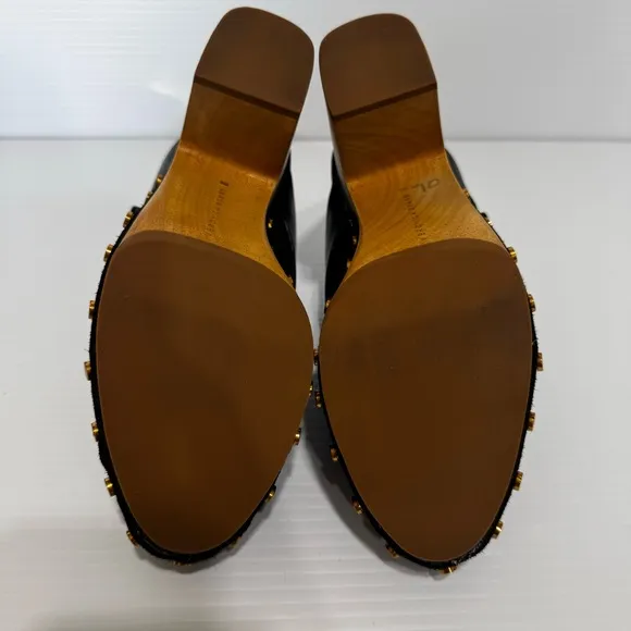 Veronica Beard Dacey Black Suede Leather Mule Clogs Size 7