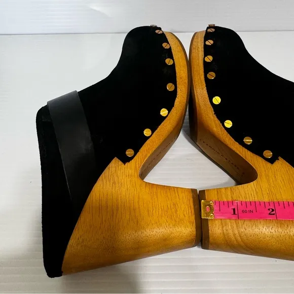 Veronica Beard Dacey Black Suede Leather Mule Clogs Size 7